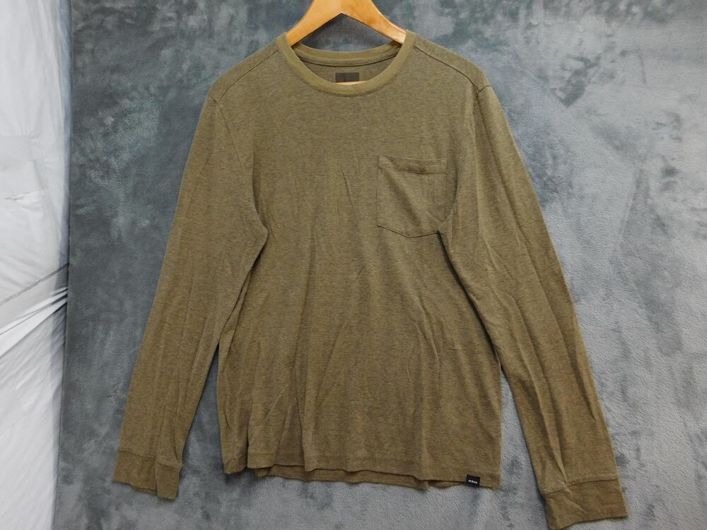 prAna Cardiff Long Sleeve Pocket T-Shirt Mens M Green Hemp Blend